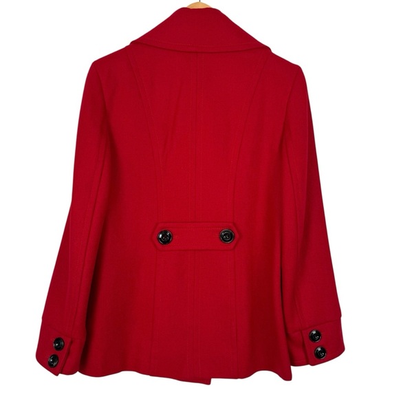 Jones New York Red Wool Blend Double Breasted Peacoat Jacket Size 6 - Picture 2 of 16